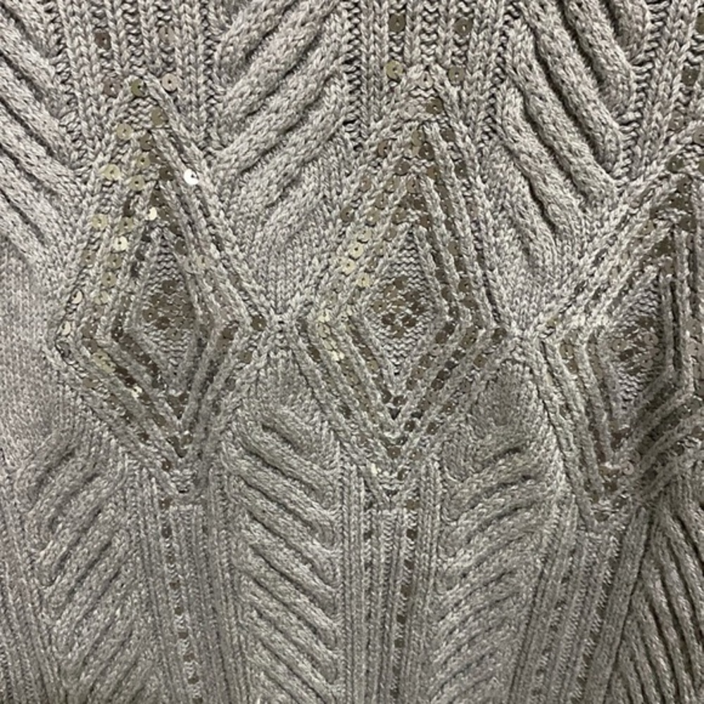 Talbots Sequinned Cable Knit Wool Blend Womens  Grey Turtleneck Sweater Size L - Picture 2 of 7